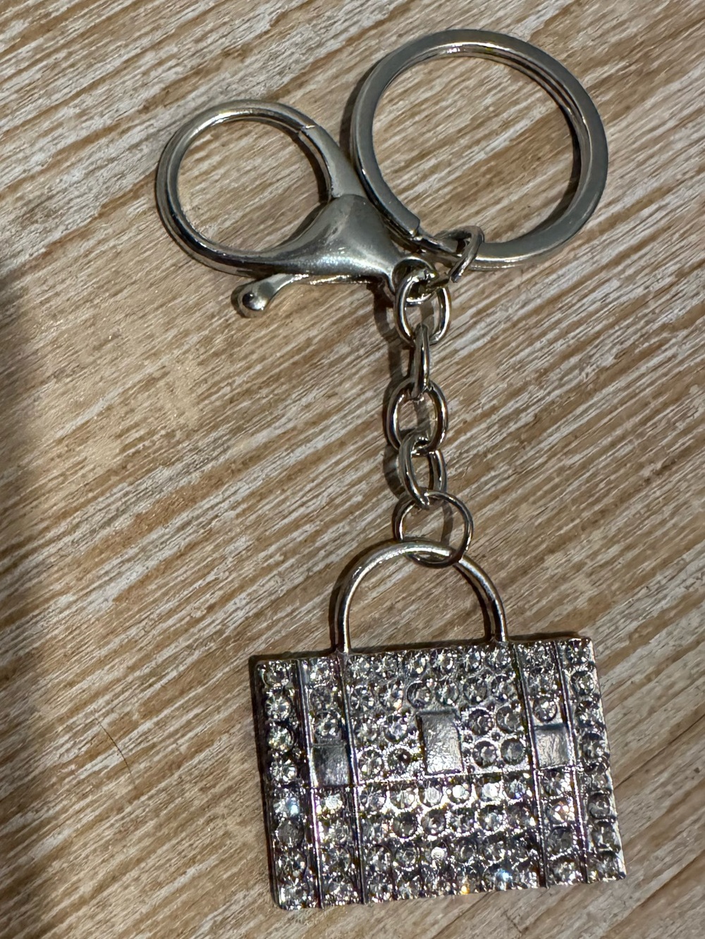 Sparkling Silver-Tone Handbag Keychain or Bag Charm